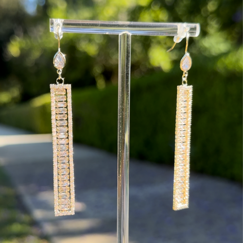 Maia Gold Crystal Tower Symmetrical Earrings