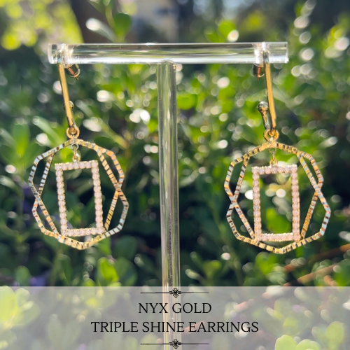 Nyx Gold Triple Shine Earrings
