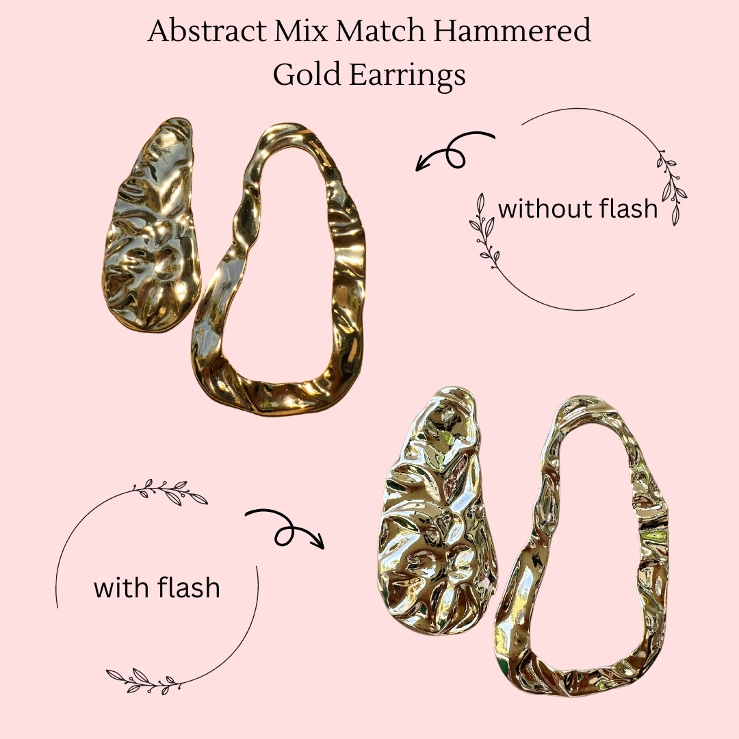 Abstract Mix Match Hammered Gold Earrings