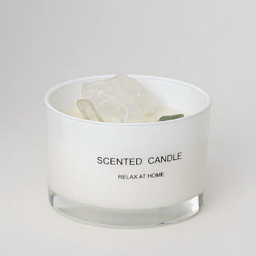 Soy Wax Meditation Candle with Natural Crystals