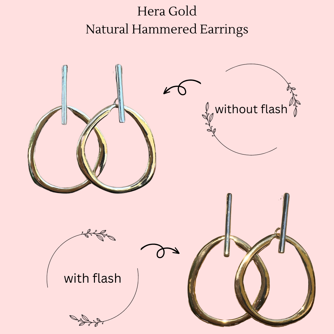Hera Gold Natural Hammered Earrings
