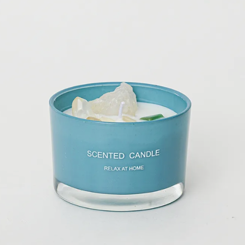 Soy Wax Meditation Candle with Natural Crystals