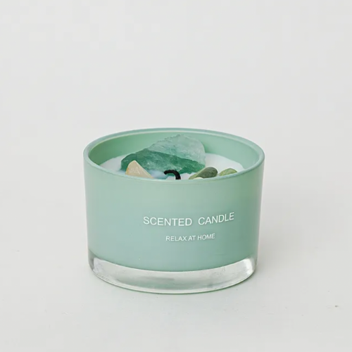 Soy Wax Meditation Candle with Natural Crystals