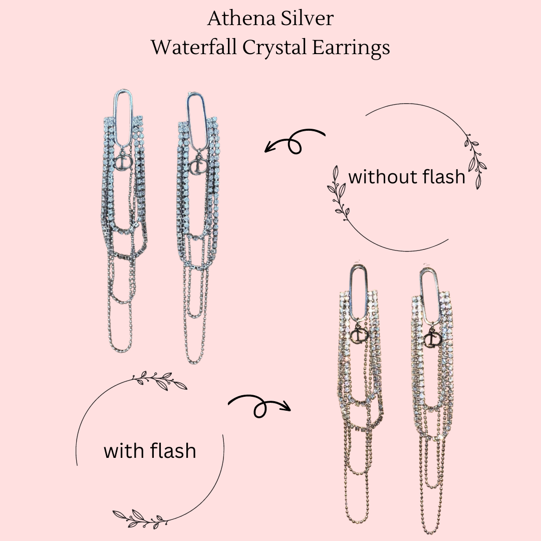 Athena Silver Waterfall Crystal Earrings