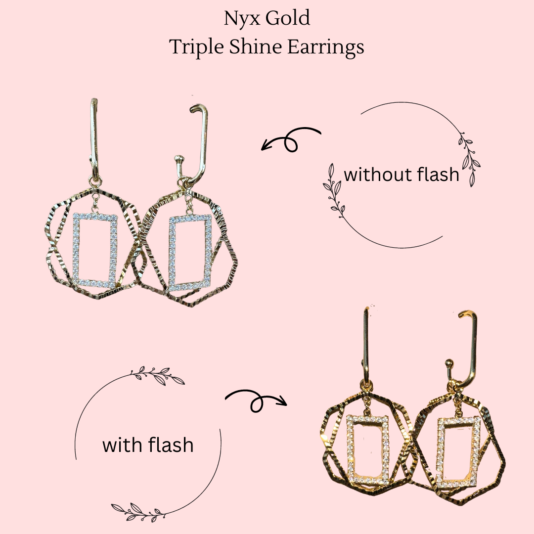 Nyx Gold Triple Shine Earrings